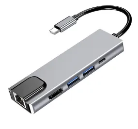 1000Mbps 5 in 1 Type C to HDMI with usb 3.0 hub AZ14061