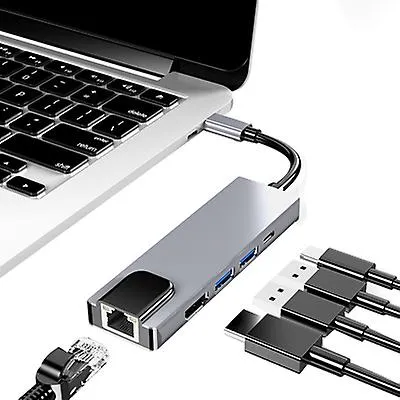 1000Mbps 5 in 1 Type C to HDMI with usb 3.0 hub AZ14061