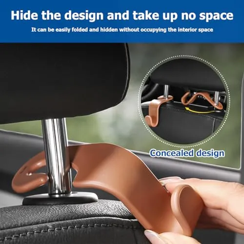 4PCS Car Back Seat Headrest Hooks, Rear Car Seat Storage Headrest Hanger Holder Hooks Organizer, Universal Auto Interior Accessories for Bag Purse Handbag Cloth Coats Grocery (Pink)