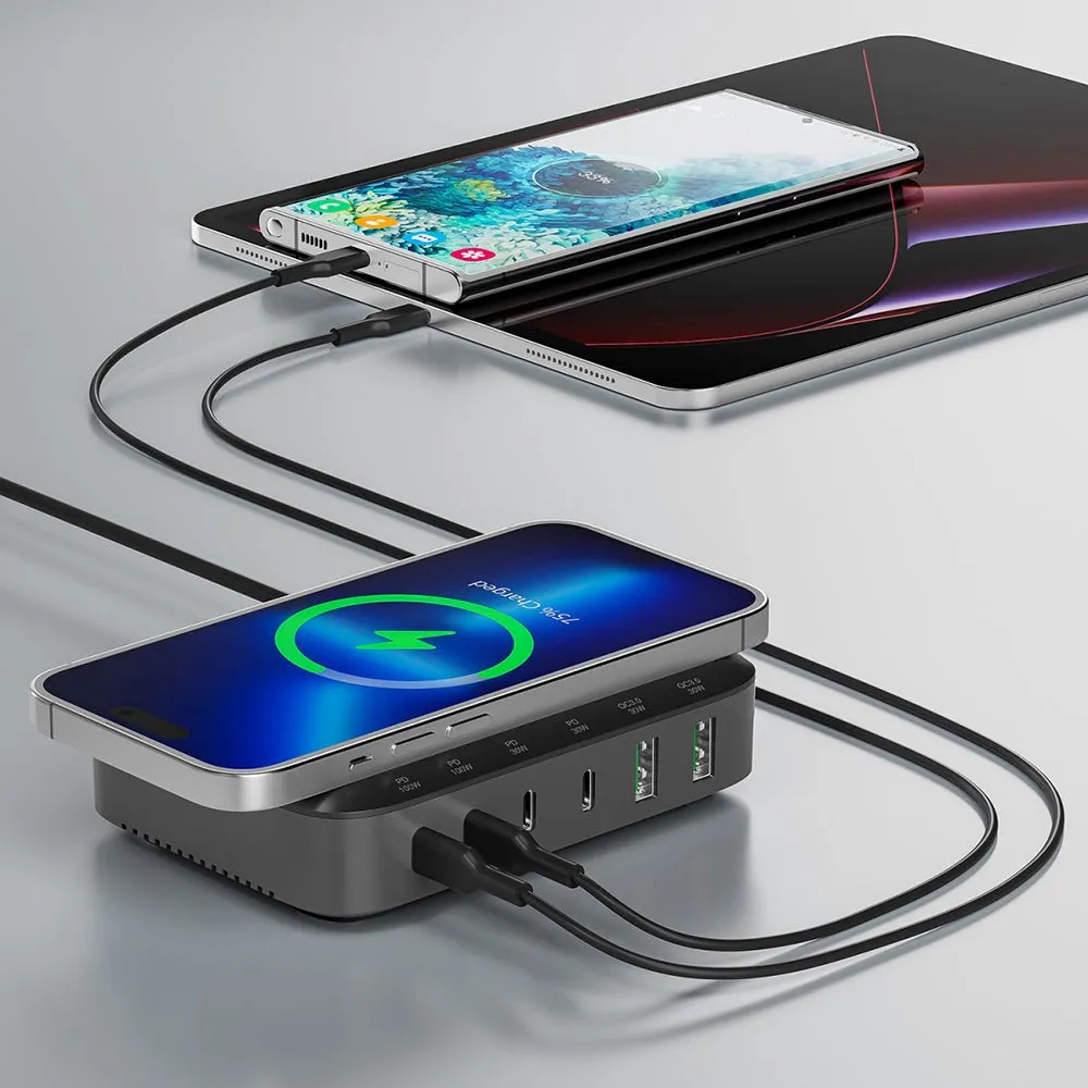 4smarts 7-in-1 Charging Station m. Trådløs Opladning, PD & PPS 100W - Sort