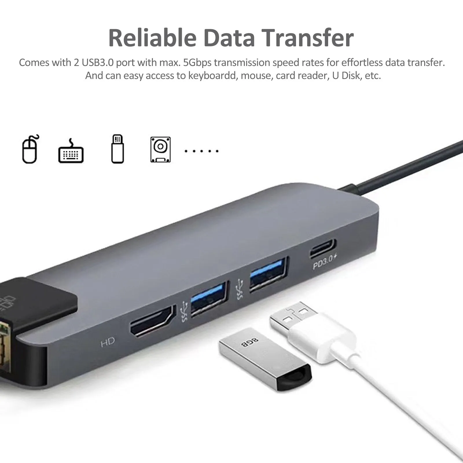 5-IN-1 USB C Hub Type-C Docking Station