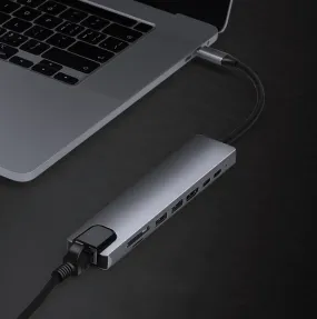 8 in 1 Type-C Multi-Functional Hub with 4K HDMI Adapter for Mac book Pro and Laptops- TC19