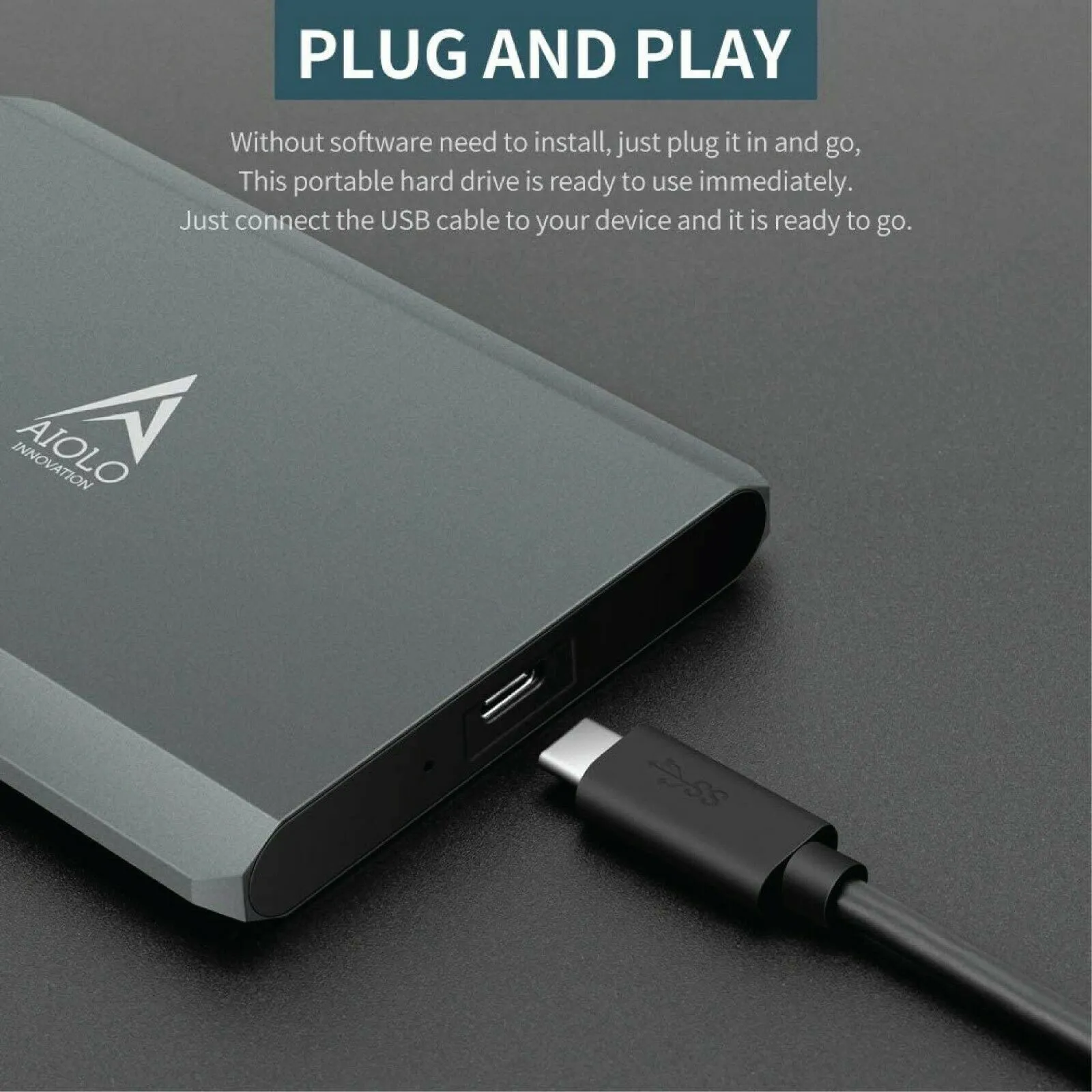 AIOLO 2.5" Portable External Hard Drive USB 3.0 HDD Storage for PC, Mac, Laptop