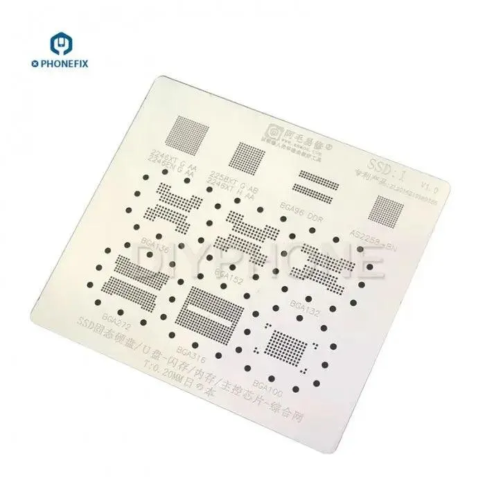 AMAOE SSD DDR Memory 0.12mm BGA Reballing Stencil Template Net