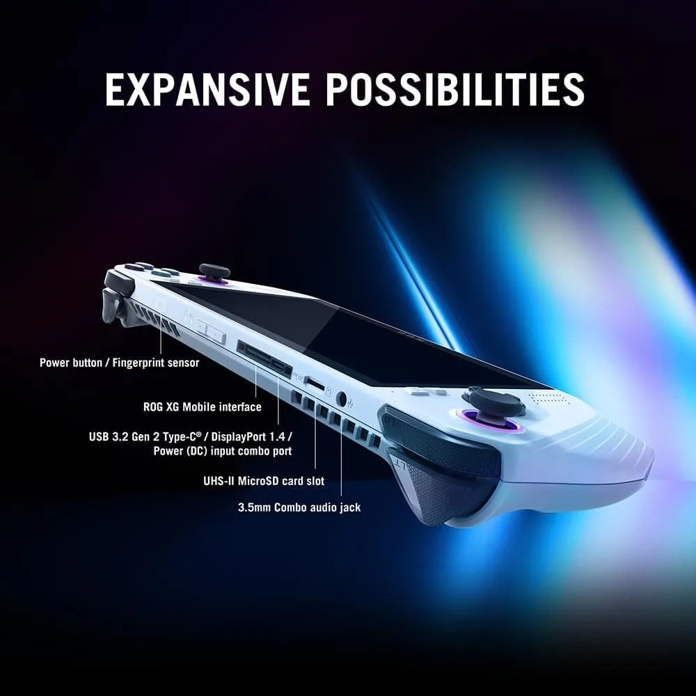 ASUS ROG Ally Handheld Gaming Console - 7" Full HD 120Hz Touchscreen AMD Ryzen Z1 Extreme, 16GB RAM, 512GB PCIe SSD, AMD Radeon Graphics, Windows 11, White