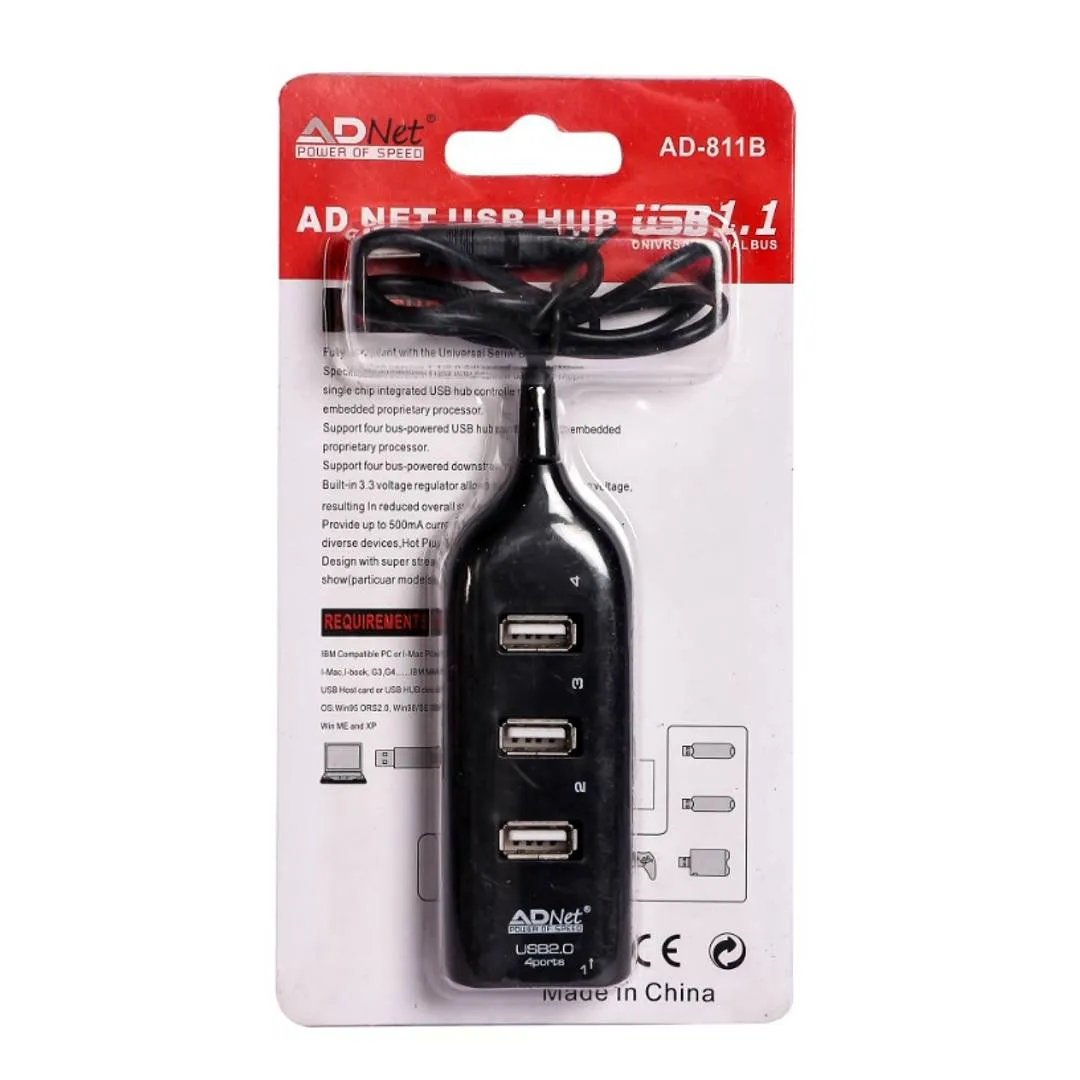 Black 4 Port USB Hub