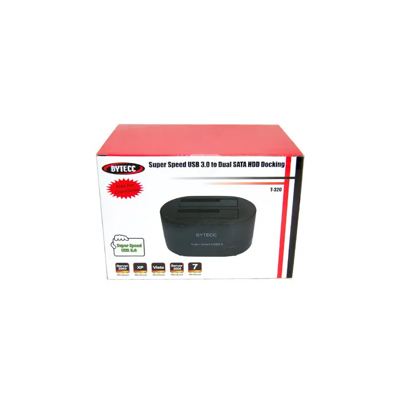 Bytecc T-320  USB 3.0 SuperSpeed to Dual SATA Docking Station, Works w/ 2.5", 3.5" HDD SATA Drives