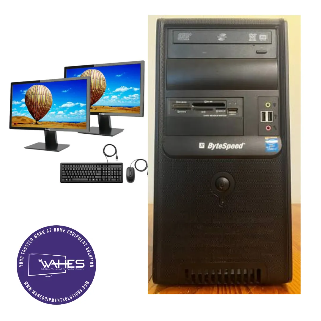 Bytespeed Custom Build Refurbished GRADE A Dual Desktop PC Set (19-24" Monitor   Keyboard and Mouse Accessories): Intel Pentium G440 @ 3.4 Ghz| 8GB Ram| 180 SSD 1 TB HDD| Call Center Work from Home|School|Office