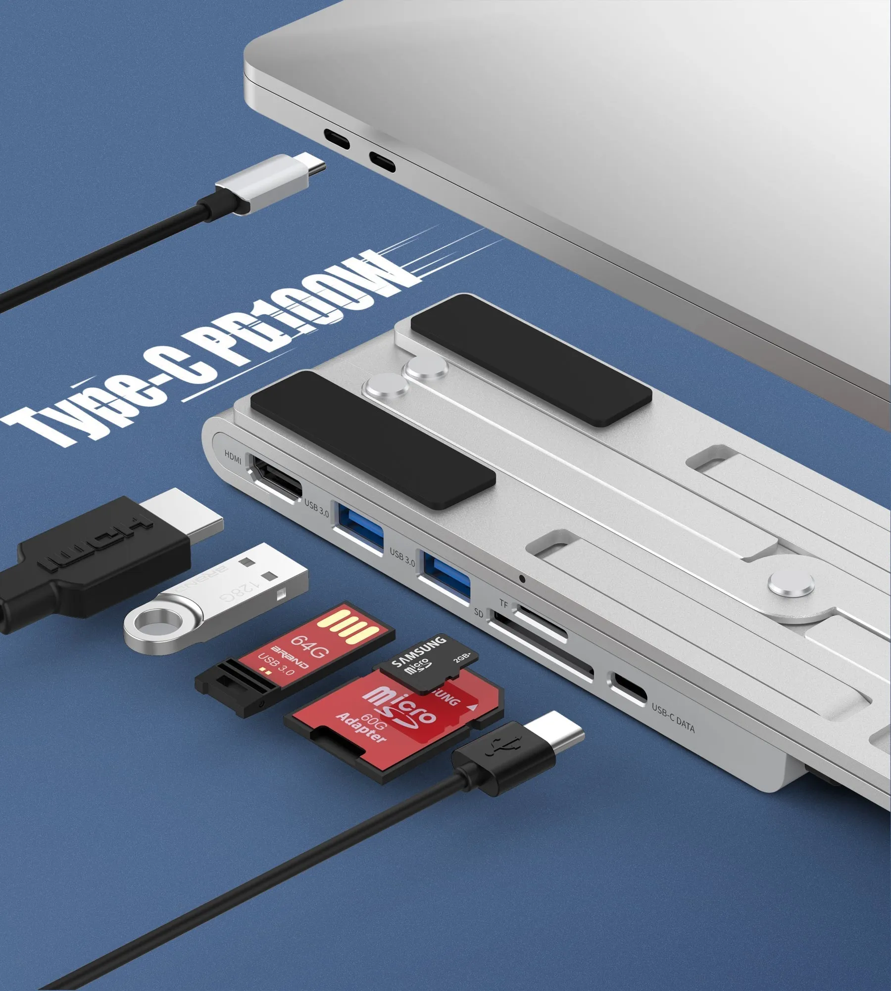 CHOETECH HUB-M43 Collapsible Laptop Stand with USB-C Hub 7 in 1 Docking Station