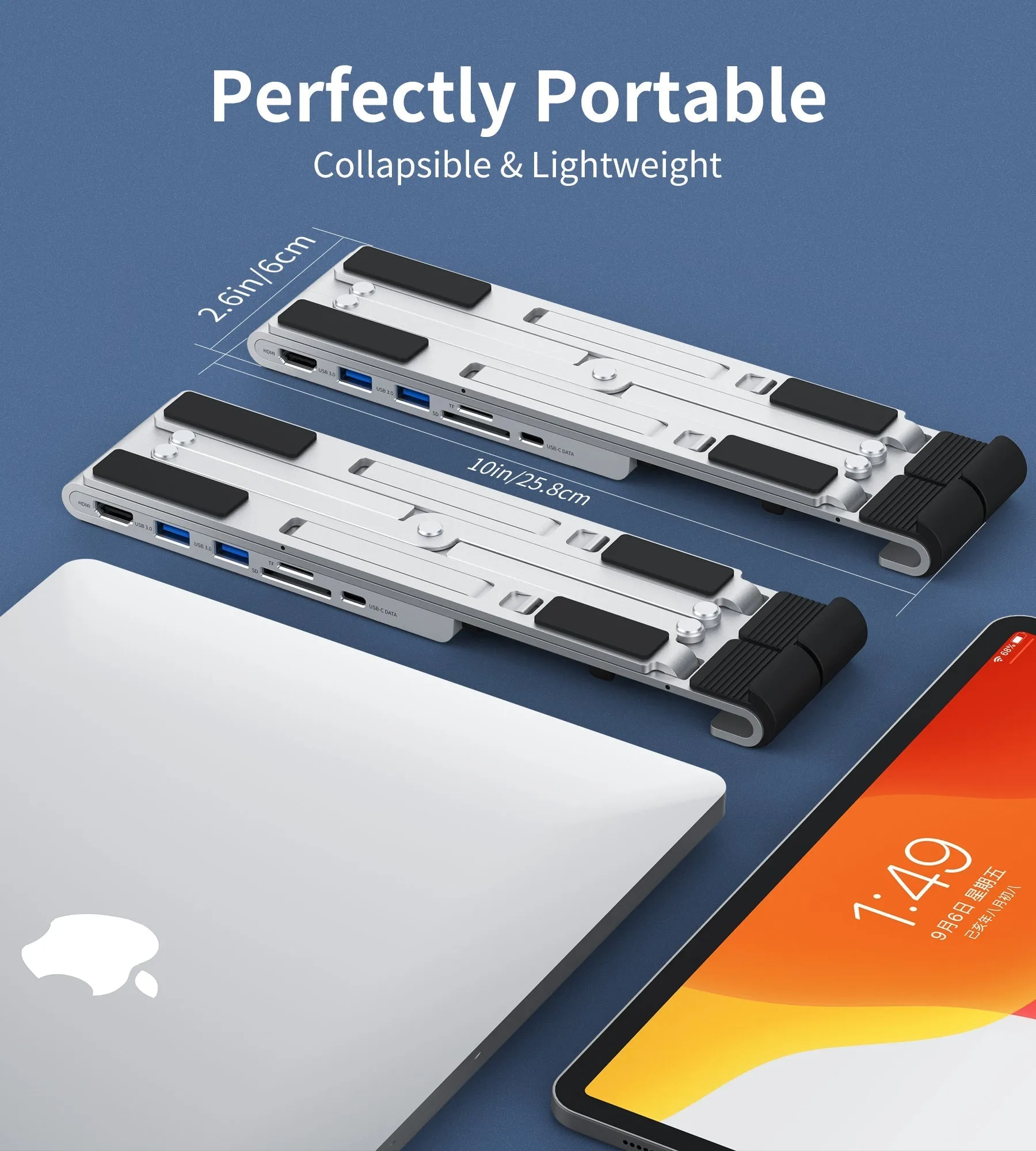 CHOETECH HUB-M43 Collapsible Laptop Stand with USB-C Hub 7 in 1 Docking Station