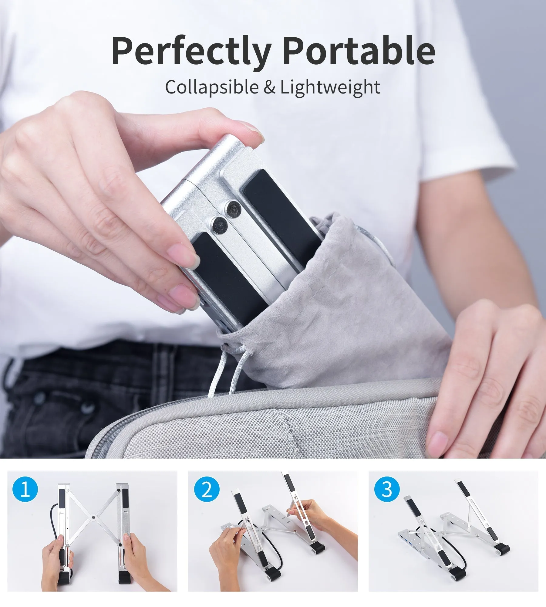 CHOETECH HUB-M43 Collapsible Laptop Stand with USB-C Hub 7 in 1 Docking Station