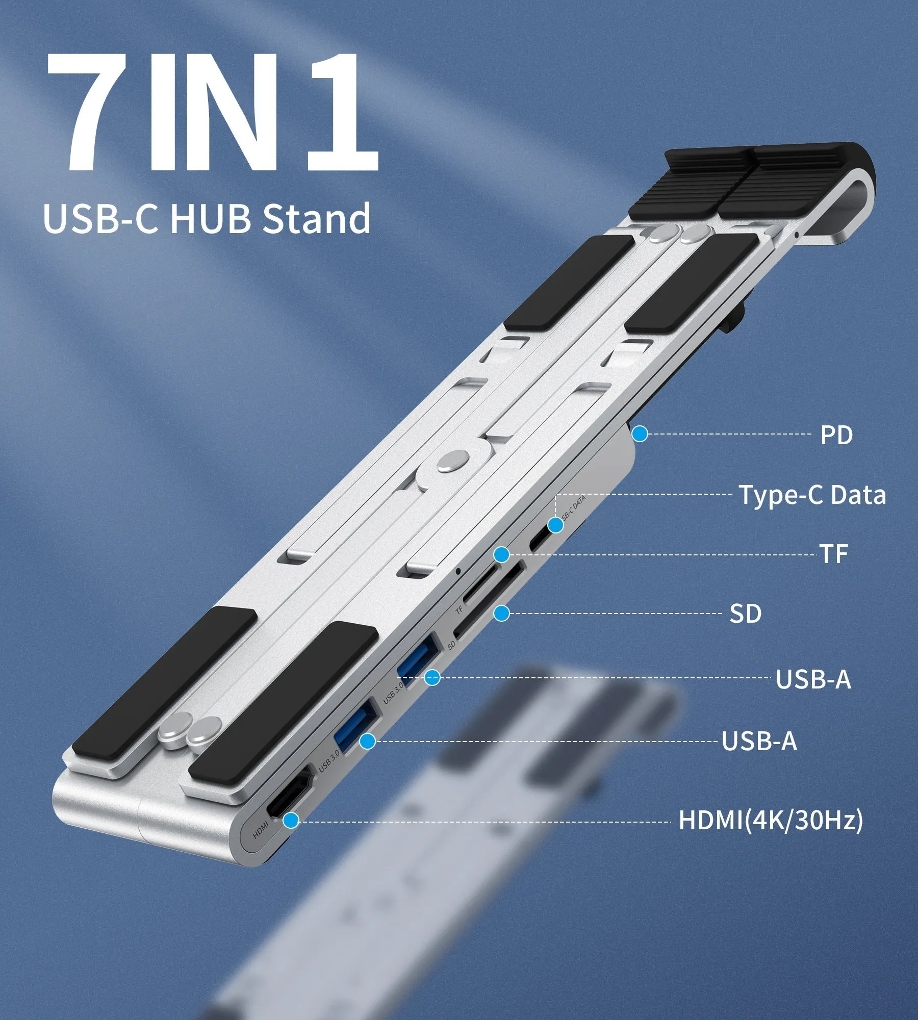 CHOETECH HUB-M43 Collapsible Laptop Stand with USB-C Hub 7 in 1 Docking Station