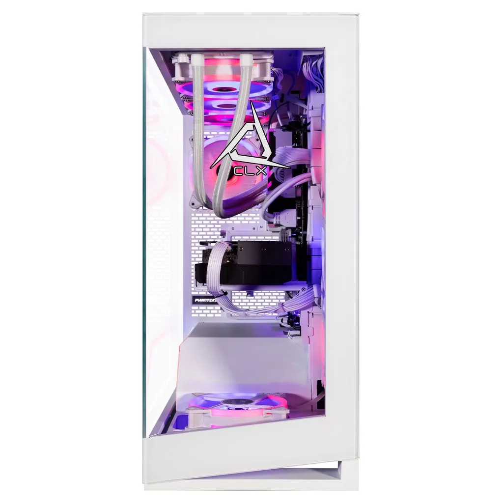 CLX HORUS Gaming Desktop - Liquid Cooled Intel Core i9 14900KF 3.2GHz 24-Core Processor, 64GB DDR5 5600 Memory, GeForce RTX 4090 24GB GDDR6X Graphics, 2TB NVMe M.2 SSD, 6TB HDD, WiFi, White, Windows 11 Home 64-bit