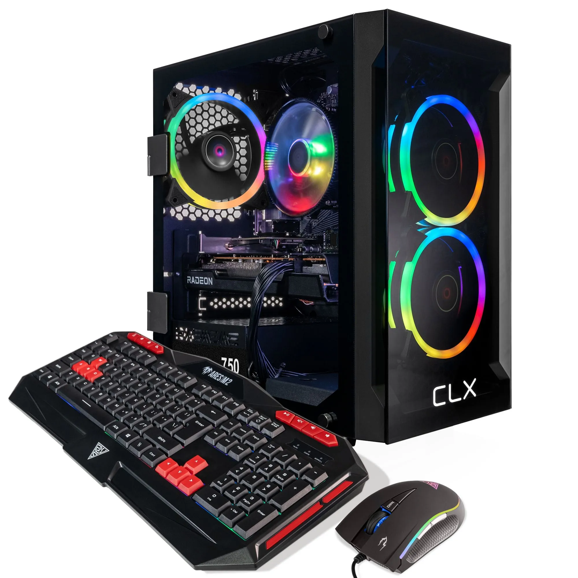 CLX SET Gaming Desktop - AMD Ryzen 7 5700X 3.4GHz 8-Core Processor, 16GB DDR4 Memory, Radeon RX 7600 8GB GDDR6 Graphics, 1TB SSD, 2TB HDD, WiFi, Windows 11 Home 64-bit
