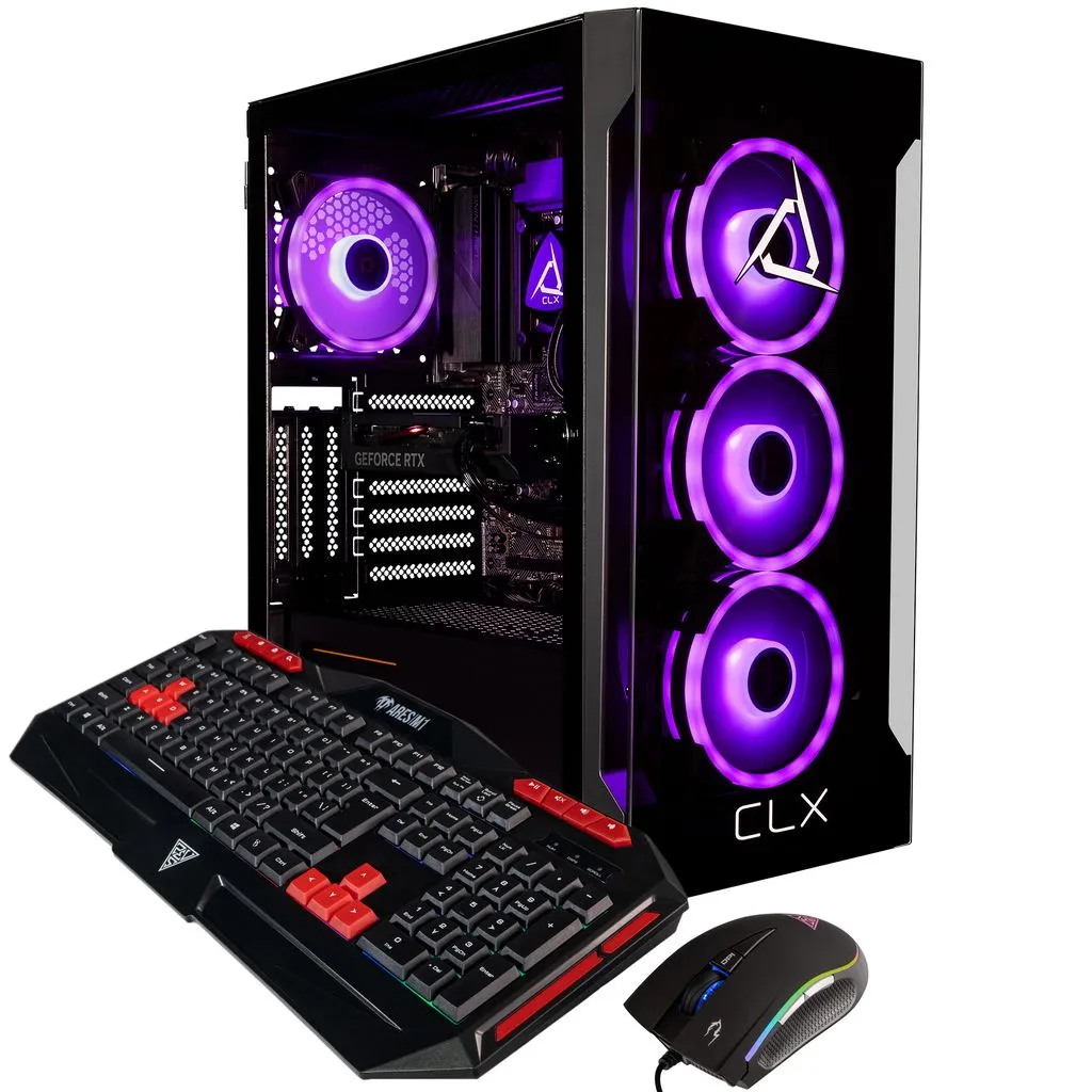 CLX SET Gaming Desktop - Liquid Cooled Intel Core i7 13700KF 3.4GHz 16-Core Processor, 32GB DDR5 5600 Memory, GeForce RTX 4060 8GB GDDR6 Graphics, 1TB NVMe M.2 SSD, 4TB HDD, WiFi, Black, Windows 11 Home 64-bit