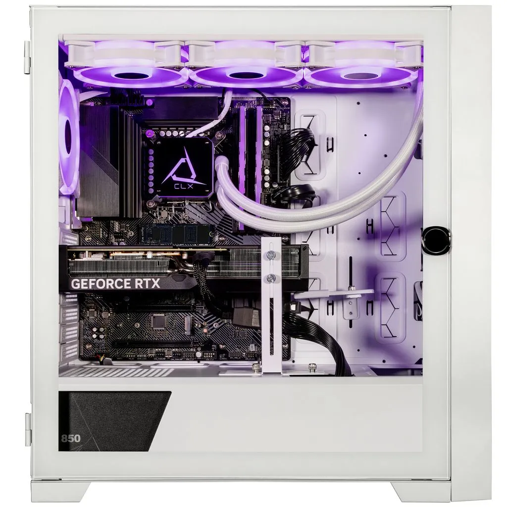 CLX SET Gaming Desktop - Liquid Cooled Intel Core i7 14700KF 3.4GHz 20-Core Processor, 32GB DDR5 5600 Memory, GeForce RTX 4070 Ti 12GB GDDR6X Graphics, 2TB NVMe M.2 SSD, 6TB HDD, WiFi, White, Windows 11 Home 64-bit