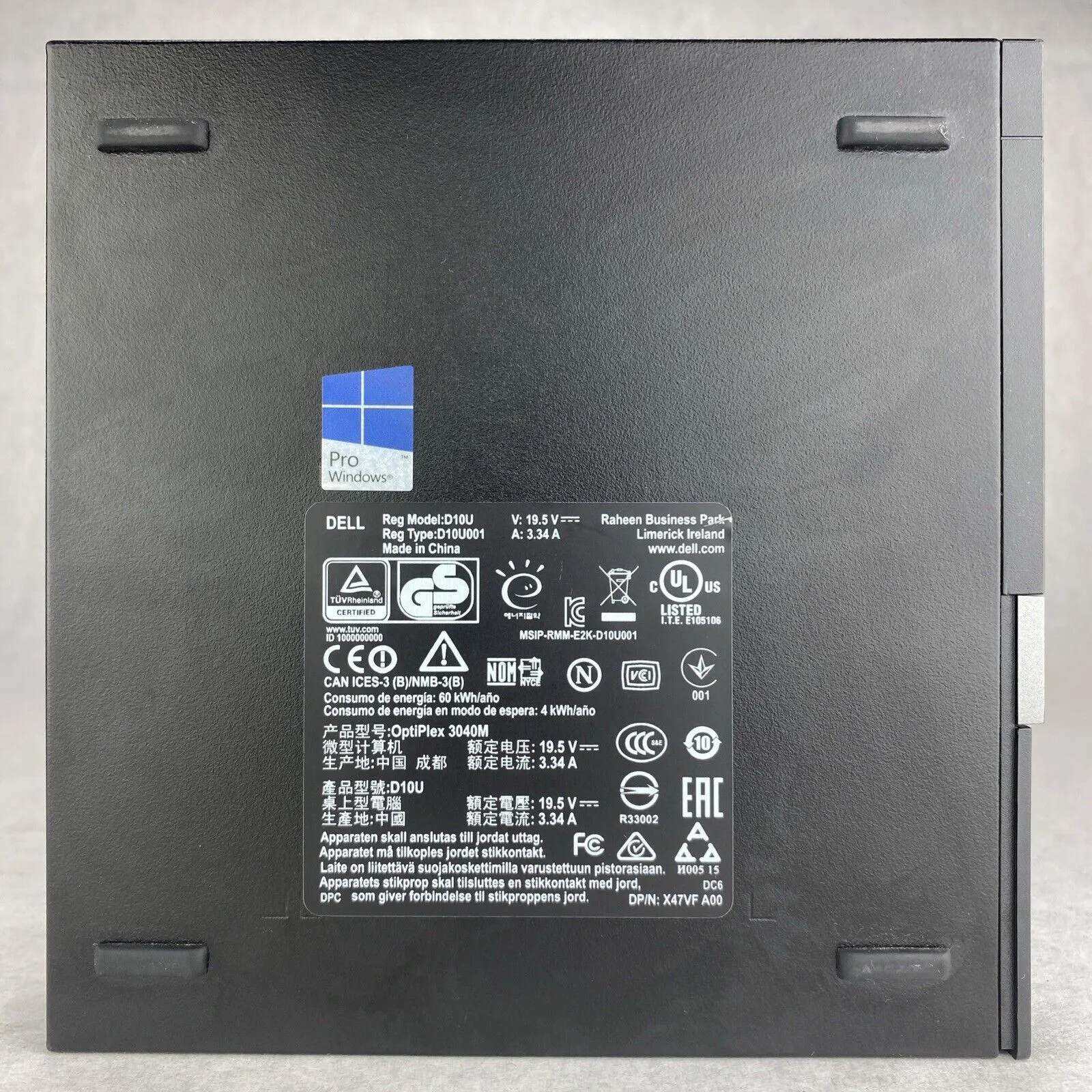 Dell Optiplex 3040M Pentium G4400T  2.90GHz 8GB RAM No AC HDD No OS