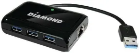 DIAMOND USB303HE 3-Port SuperSpeed USB 3.0 Hub with 1G Ethernet Port