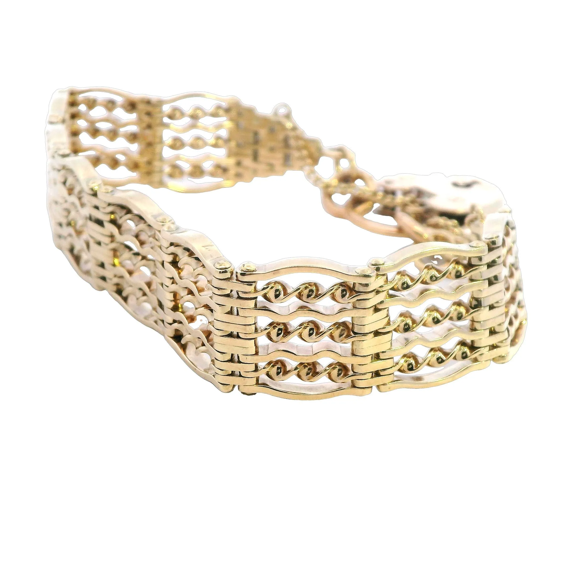 Exquisite 9ct Yellow Gold Bar Gate Bracelet with Heart Padlock for Valentine's
