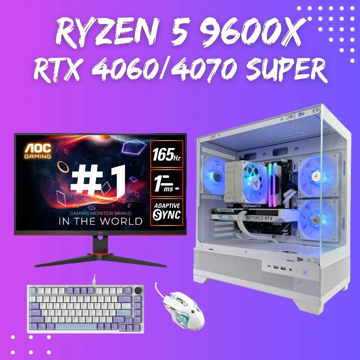 Gaming PC Bundle | Ryzen 5 9600X | RTX 4060-4070 Ti | CX500 White