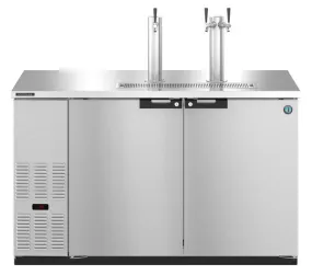 Hoshizaki HDD-2-59-S Two Section Refrigerator Stainless Steel Single/Double Tap Kegerator -  (3) 1/2 Keg Capacity