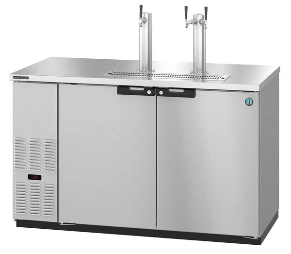 Hoshizaki HDD-2-59-S Two Section Refrigerator Stainless Steel Single/Double Tap Kegerator -  (3) 1/2 Keg Capacity