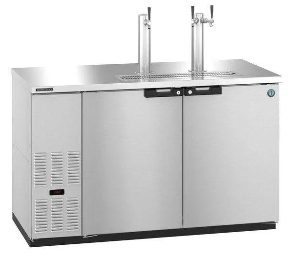 Hoshizaki HDD-2-59-S Two Section Refrigerator Stainless Steel Single/Double Tap Kegerator -  (3) 1/2 Keg Capacity