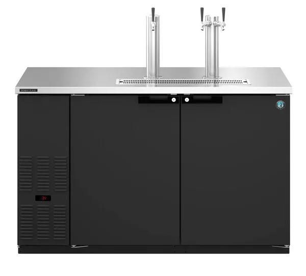 Hoshizaki HDD-2-59 Two Section Refrigerator Black Vinyl Single/Double Tap Kegerator -  (3) 1/2 Keg Capacity