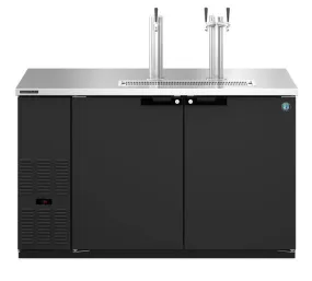 Hoshizaki HDD-2-59 Two Section Refrigerator Black Vinyl Single/Double Tap Kegerator -  (3) 1/2 Keg Capacity