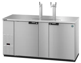 Hoshizaki HDD-3-69-S Two Section Refrigerator Stainless Steel Single/Double Tap Kegerator - (3) 1/2 Keg Capacity