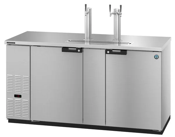 Hoshizaki HDD-3-69-S Two Section Refrigerator Stainless Steel Single/Double Tap Kegerator - (3) 1/2 Keg Capacity