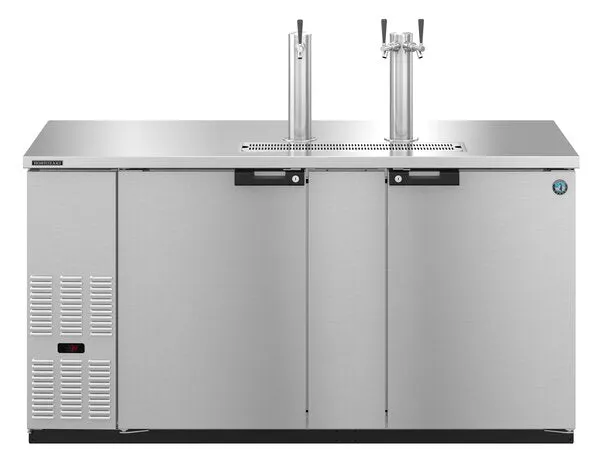 Hoshizaki HDD-3-69-S Two Section Refrigerator Stainless Steel Single/Double Tap Kegerator - (3) 1/2 Keg Capacity
