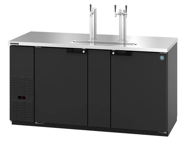 Hoshizaki HDD-3-69 Two Section Refrigerator Vinyl Black Single/Double Tap Kegerator -  (3) 1/2 Keg Capacity