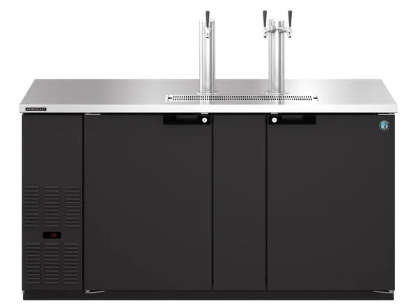 Hoshizaki HDD-3-69 Two Section Refrigerator Vinyl Black Single/Double Tap Kegerator -  (3) 1/2 Keg Capacity