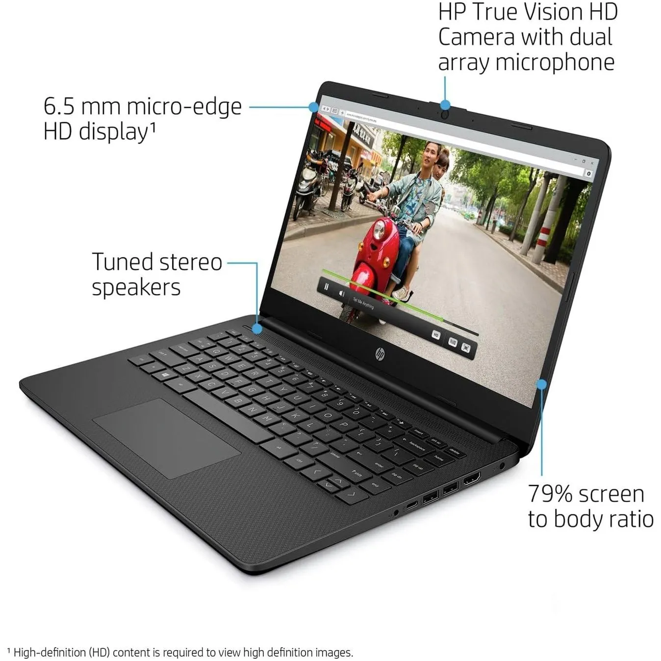 HP 14S-DQ0518 - N4120, 4GB RAM, 128GB SSD, 14", Windows 11, Black