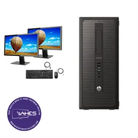HP Elitedesk 800 G1 DT Refurbished GRADE B Dual Desktop PC Set (19-24" Monitor   Keyboard and Mouse Accessories):Intel i5-4590 @ 3.4 Ghz| 8GB Ram| 2TB HDD|Call Center Work from Home|School|Office