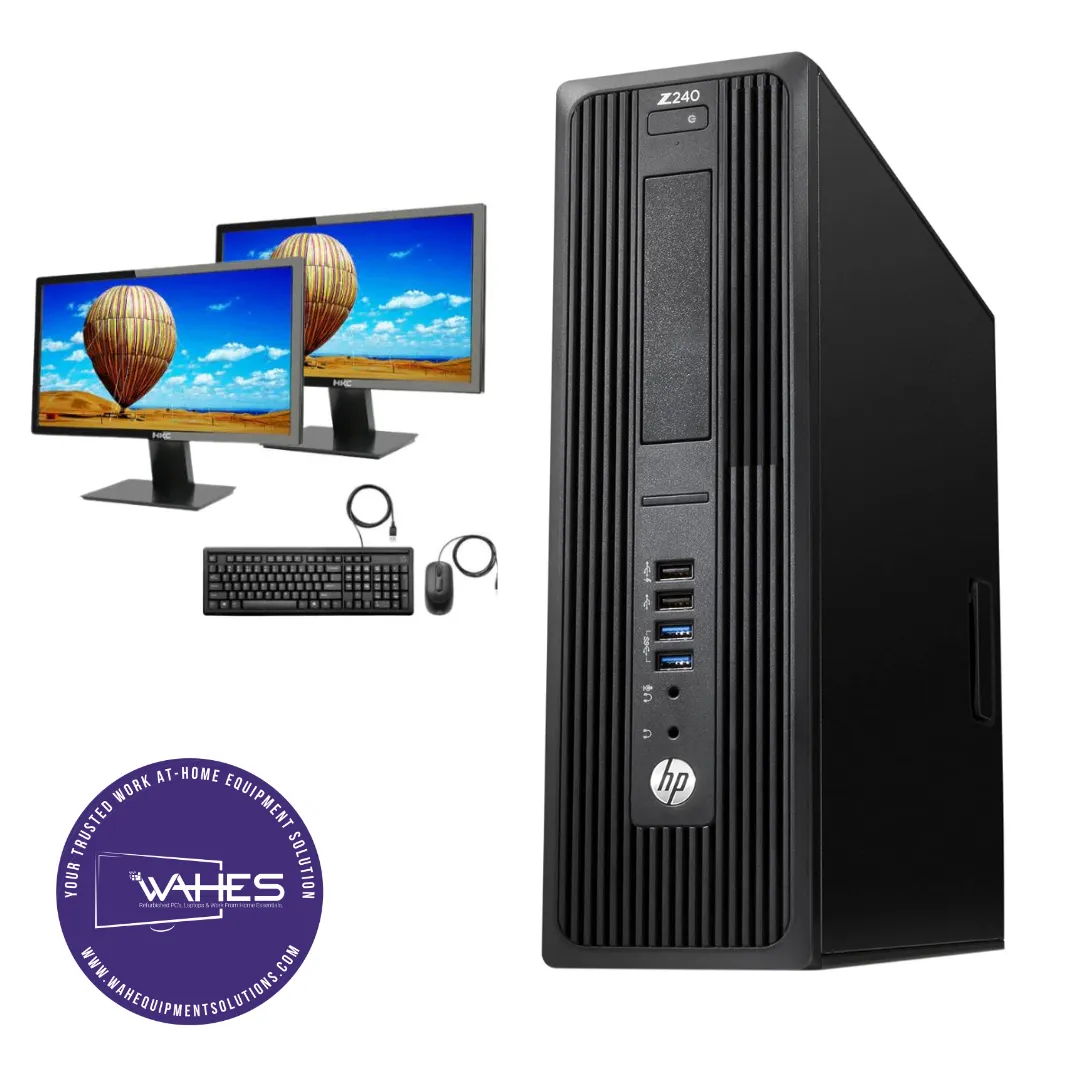 HP Z240 SFF Refurbished GRADE B Dual Desktop PC Set (19-24" Monitor   Keyboard and Mouse Accessories):  Intel i7-3770 @ 3.4 Ghz| 16GB Ram| 500 GB HDD|Call Center Work from Home|School|Office