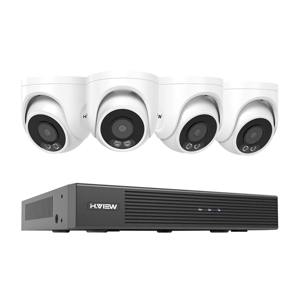 H.VIEW 8 Channels 4K 8MP PoE Security Camera System, Color Night Vision, Audio Recording, Person Detection, HVK8-800E6A5-8MP