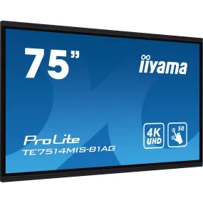Iiyama ProLite TE7514MIS-B1AG 75" PureTouch-IR  Touch Screen 4K 24/7 Large Format Display with Android, Wifi & USB-C