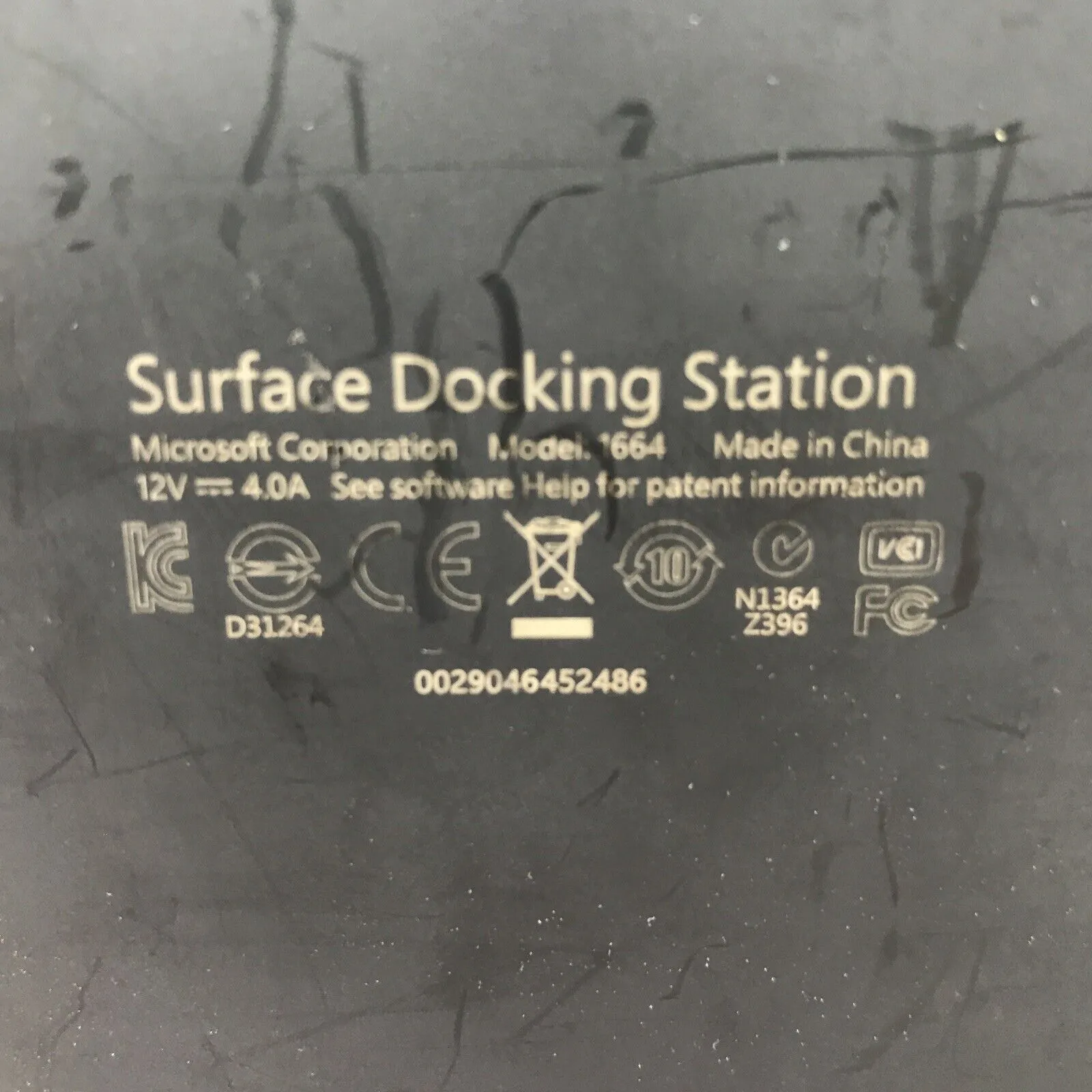 Microsoft Model 1664 Docking Station For Surface USB Port 3.0 No AC Adapter