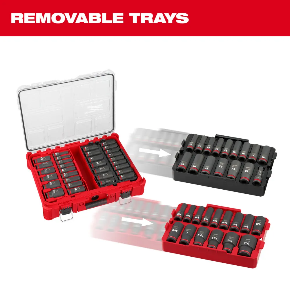 Milwaukee 1/2" Shockwave Impact Duty Socket Dr Sae/Mm Packout Set 31Pc