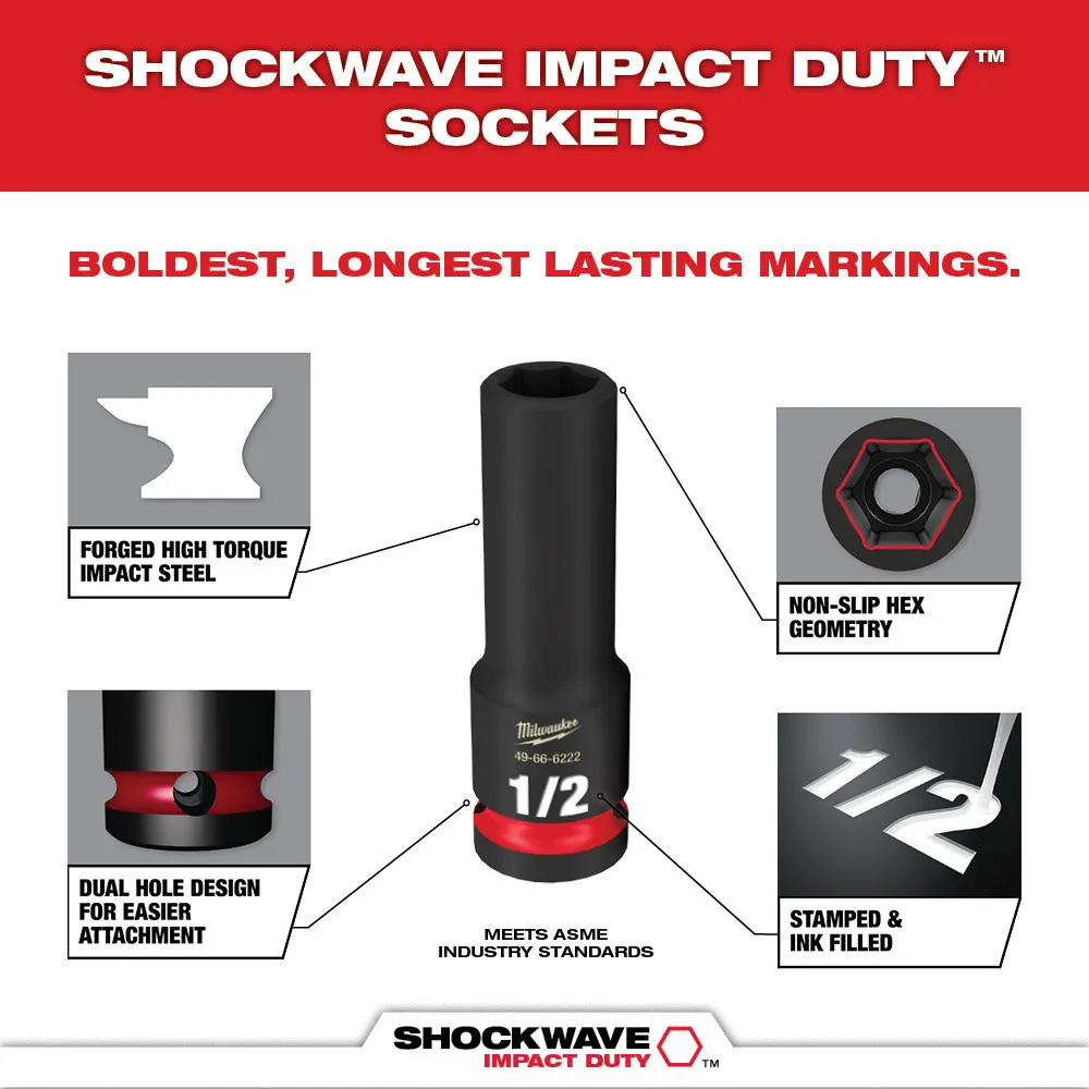 Milwaukee 1/2" Shockwave Impact Duty Socket Dr Sae/Mm Packout Set 31Pc