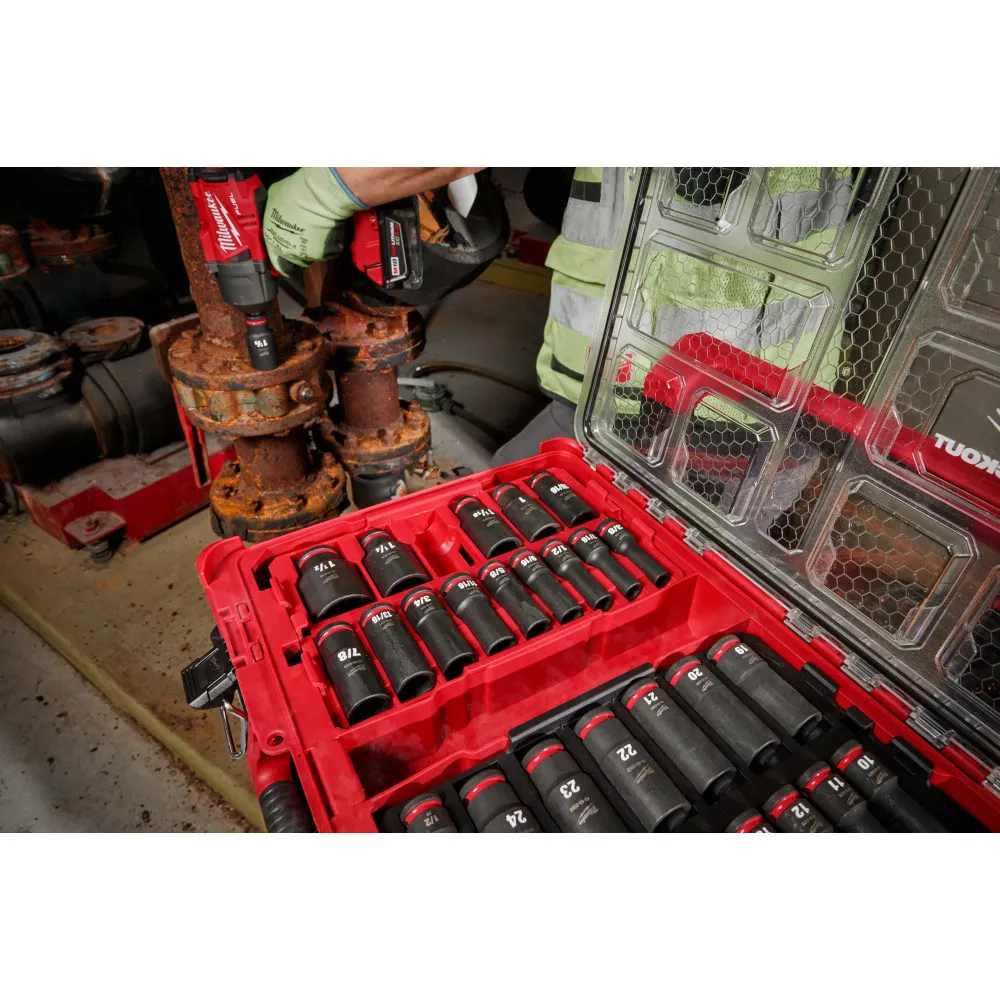 Milwaukee 1/2" Shockwave Impact Duty Socket Dr Sae/Mm Packout Set 31Pc