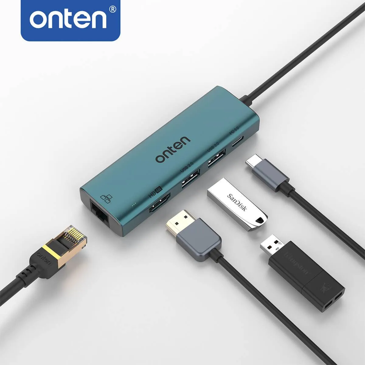 Onten UC125 5 in 1 USB-C to HDMl Docking Station