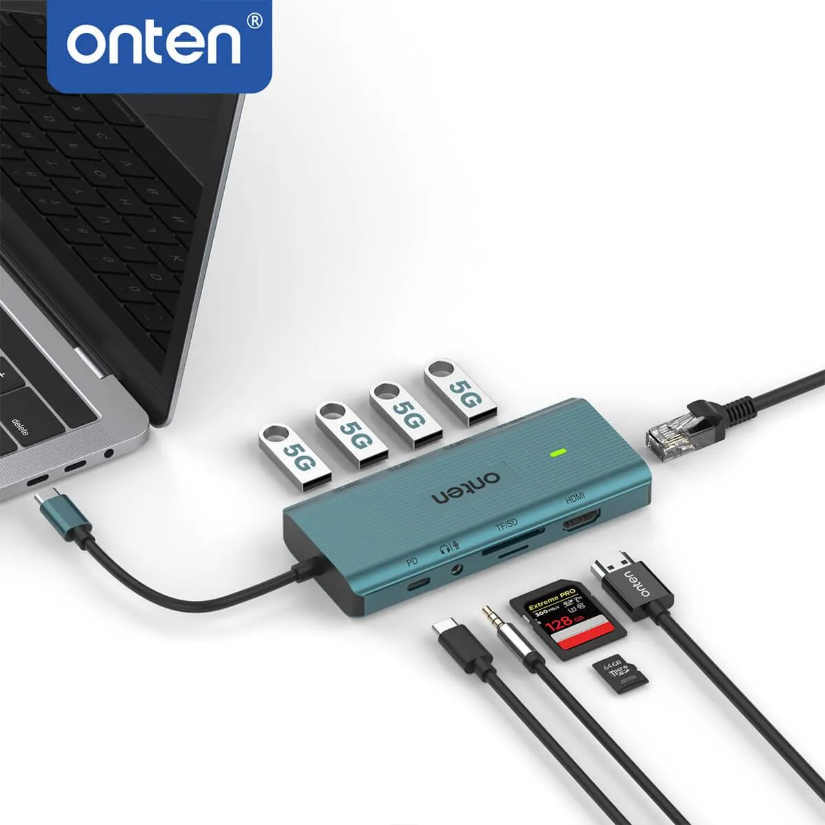Onten UC962 10 in 1 USB-C Multi-Function Docking Station