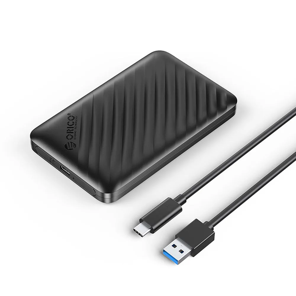 ORICO 2.5 inch SATA to USB 3.1 Type C SSD Enclosure Tool-Free with 6Gbps Fast Data Transfer Rate, 0.5m USB Type C to USB-A Cable, 6TB Max. Disk Capacity for PC, Laptop, Windows, Mac, Linux, Router, TV, PS4 Hard Drive Enclosure | 2521C3-V1
