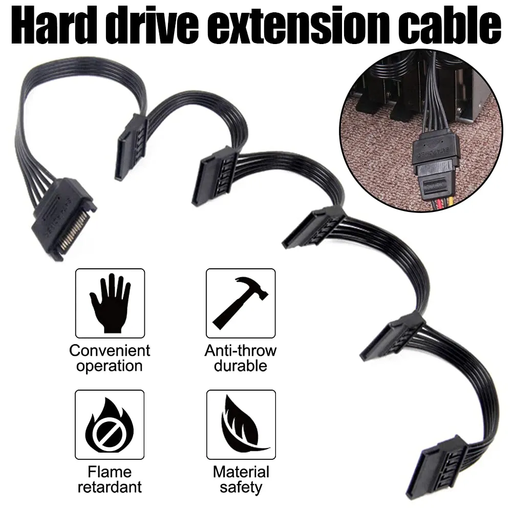 Pi ® (PiPlus®) 15Pin SATA Male to 5 x SATA Female Power Cable -18AWG