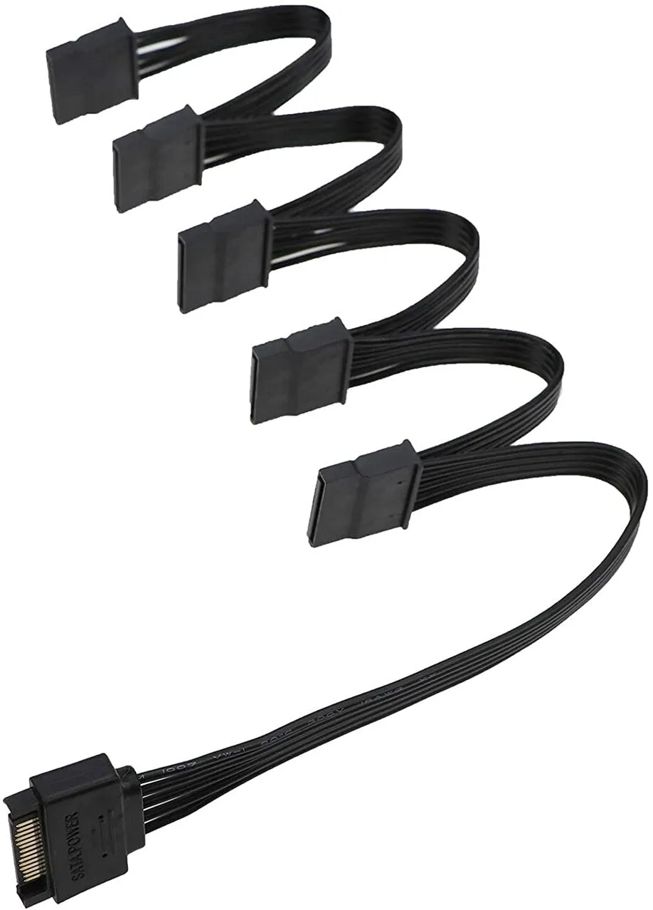 Pi ® (PiPlus®) 15Pin SATA Male to 5 x SATA Female Power Cable -18AWG