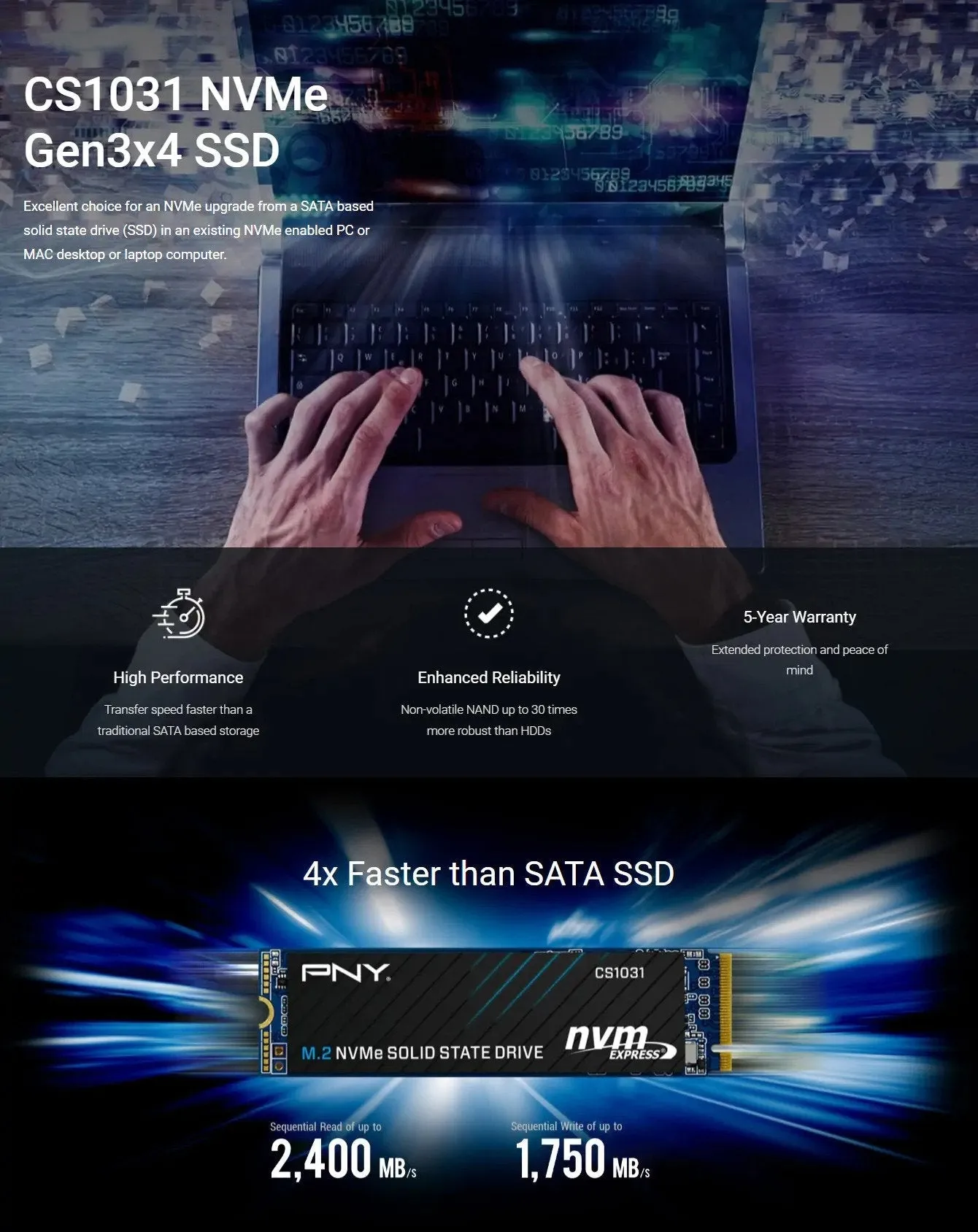 PNY CS1031 2TB M.2 NVMe Gen3x4 SSD