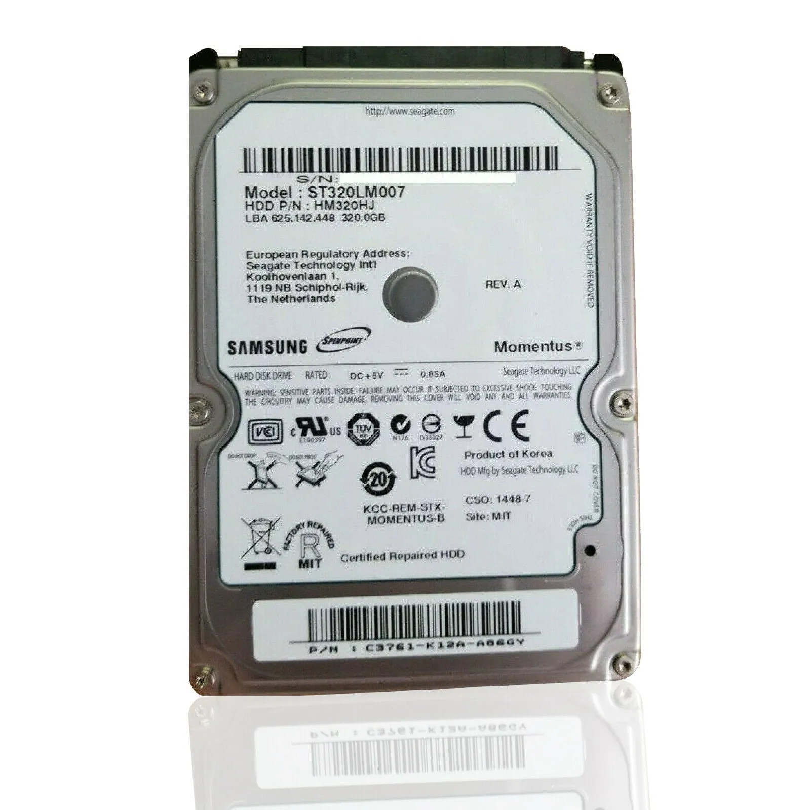 Samsung (SATA) Momentus 2.5" Internal HD 320GB 7200rpm 3Gbps, ST320LM007